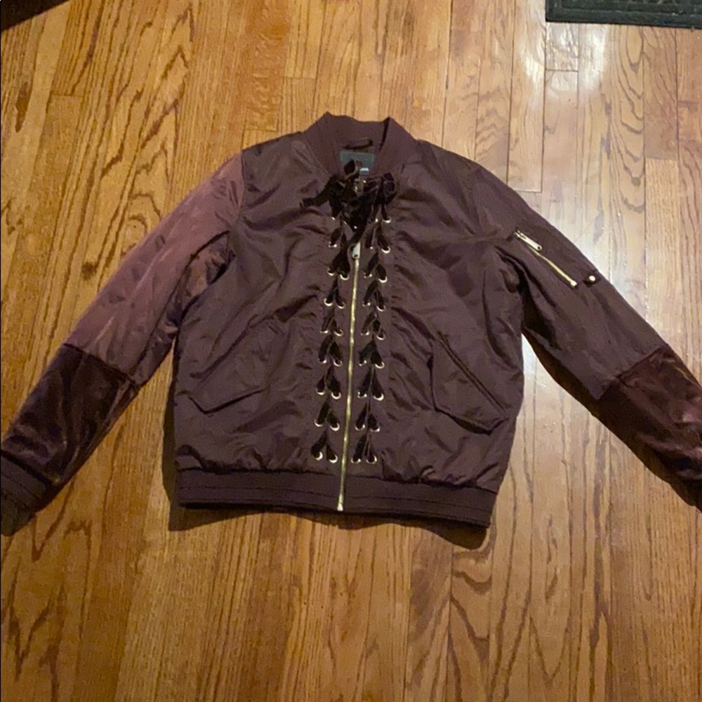 Maroon Bomber Jacket - image 2